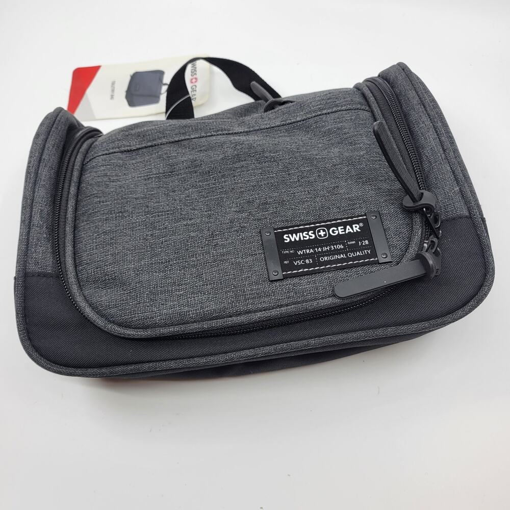 SWISS GEAR Grey Nylon/Canvas Zip Travel Bag Hanging Dopp Kit Toiletrly bag